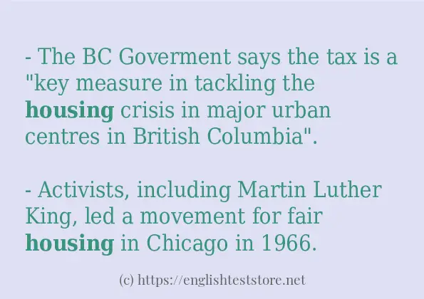 How to use in sentence of housing