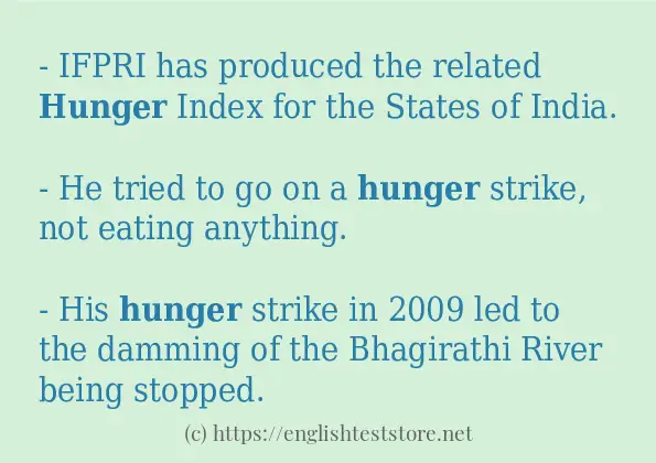 How to use in sentence of hunger