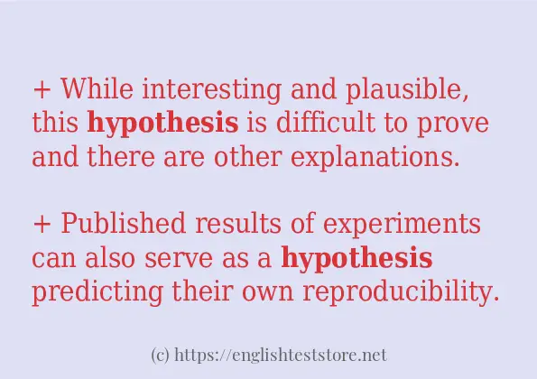 an example sentence for the word hypothesis