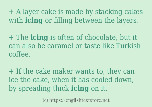 How to use in sentence of icing