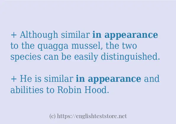 How to use in sentence of in appearance