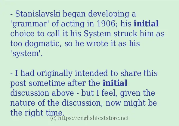 How to use in-sentence of initial