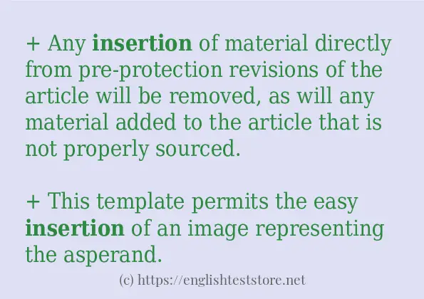 How to use in sentence of insertion