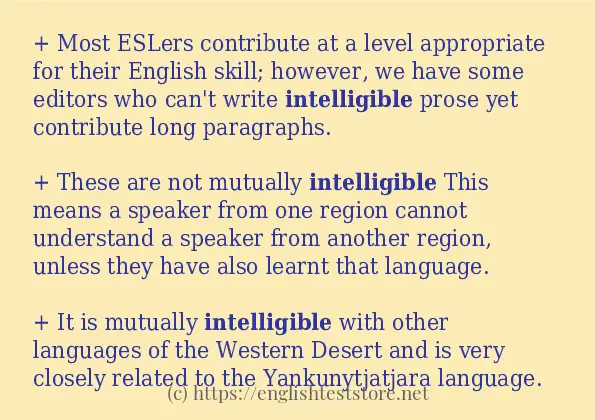 How to use in sentence of intelligible