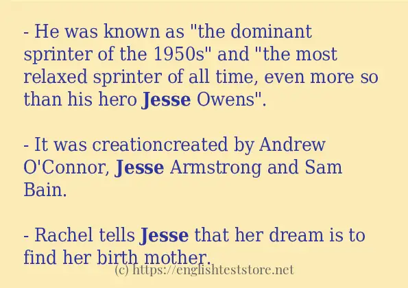 How to use in-sentence of jesse