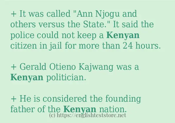 How to use in sentence of kenyan