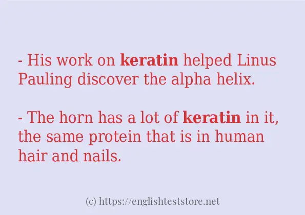 How to use in sentence of keratin