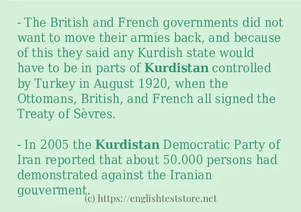 How to use in sentence of kurdistan