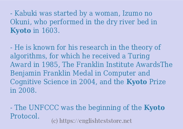 How to use in sentence of kyoto