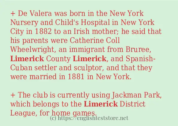 How to use in sentence of limerick