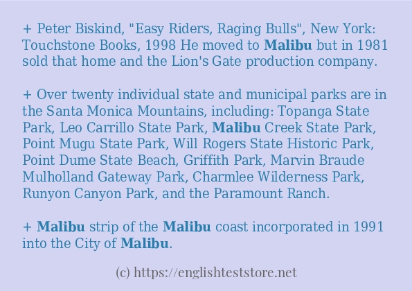 How to use in-sentence of malibu