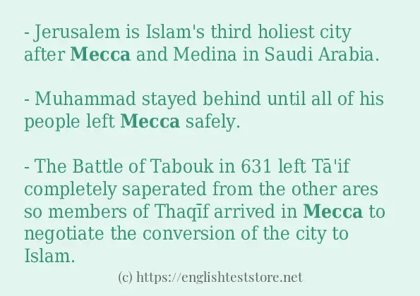 How to use in sentence of mecca