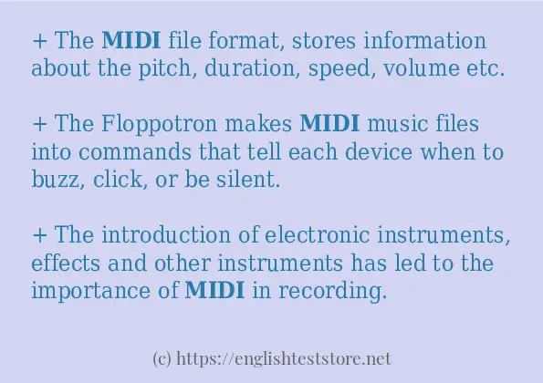 How to use in sentence of midi