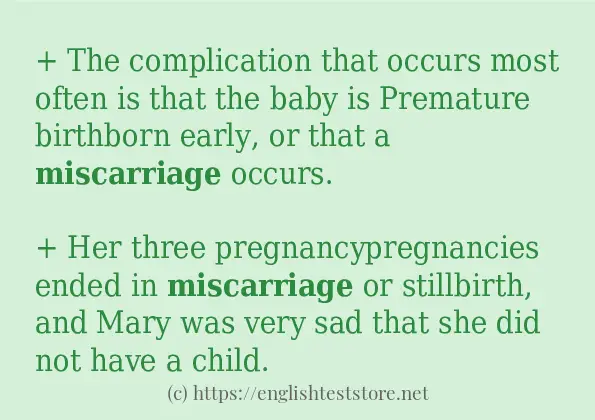 How to use in-sentence of miscarriage