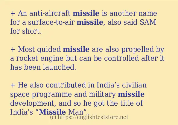 How to use in-sentence of missile