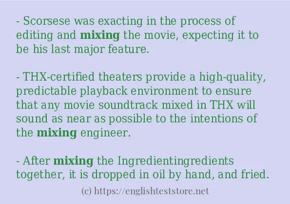 How to use in sentence of mixing