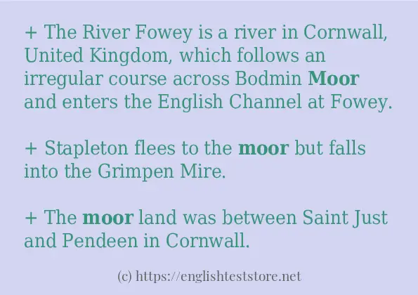 How to use in-sentence of moor