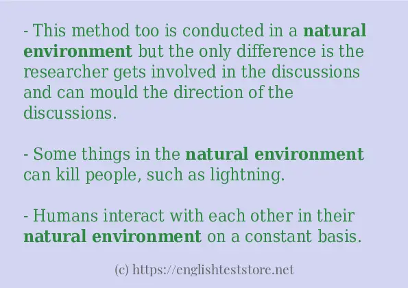 How to use in-sentence of natural environment