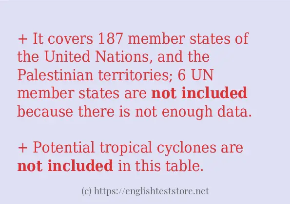 How to use in-sentence of not included