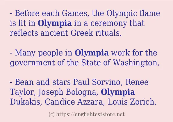How to use in sentence of olympia How to use in sentence of olympia