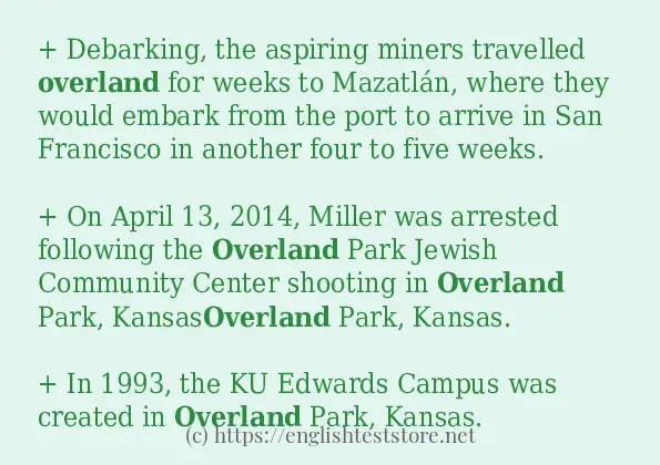 How to use in sentence of overland