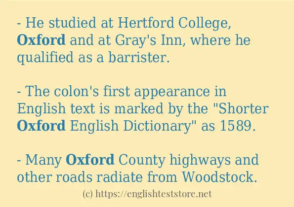 How to use in-sentence of oxford