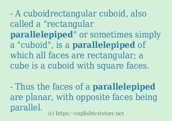 How to use in-sentence of parallelepiped