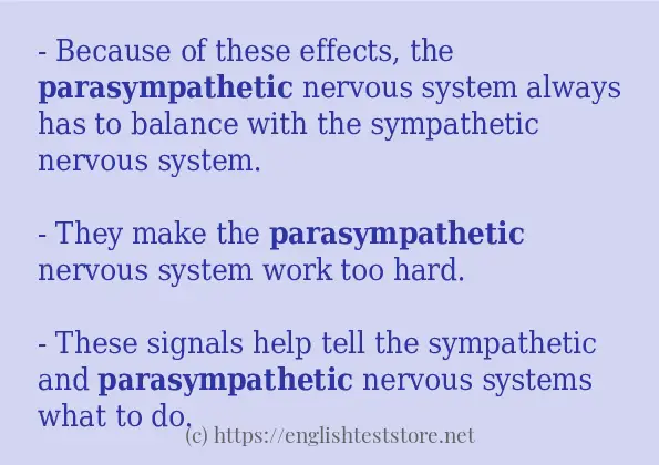 How to use in sentence of parasympathetic