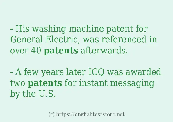 How to use in sentence of patents