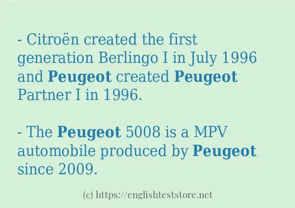 How to use in-sentence of peugeot