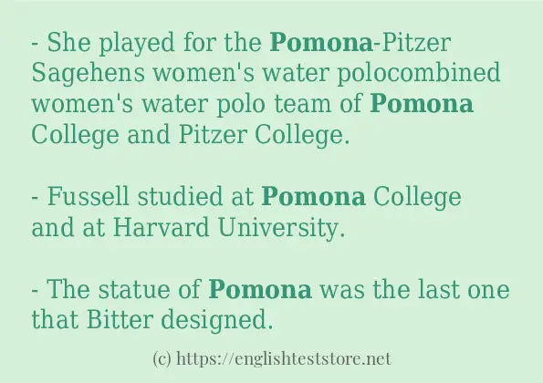 How to use in sentence of pomona