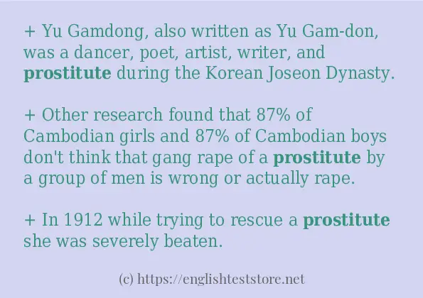 How to use in-sentence of prostitute