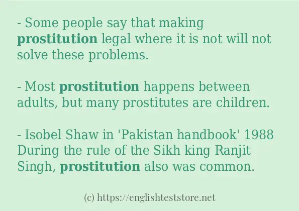 How to use in sentence of prostitution