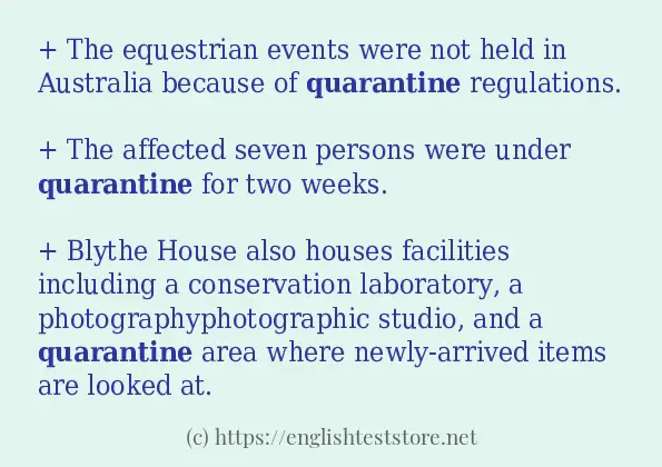 How to use in-sentence of quarantine