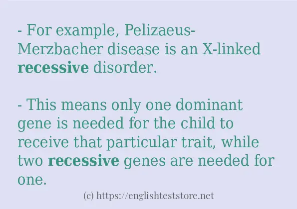 How to use in sentence of recessive