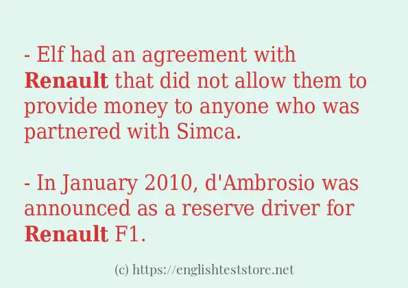 How to use in sentence of renault