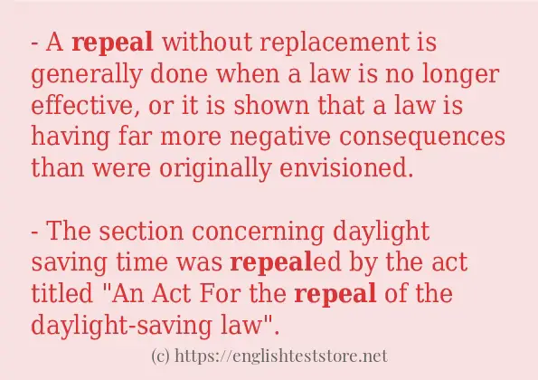 How to use in sentence of repeal