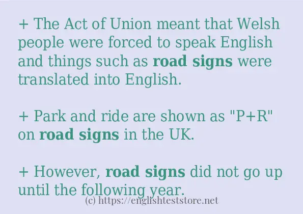 How to use in-sentence of road signs