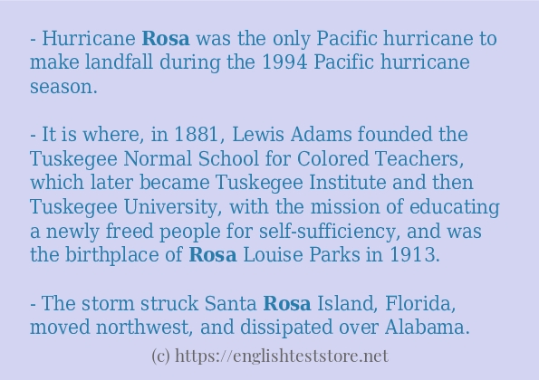 How to use in-sentence of rosa