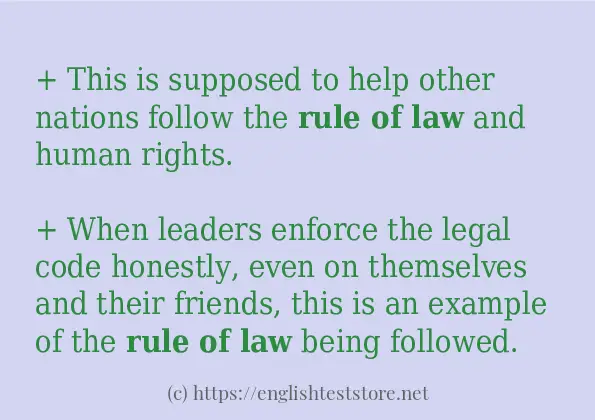 How to use in sentence of rule of law