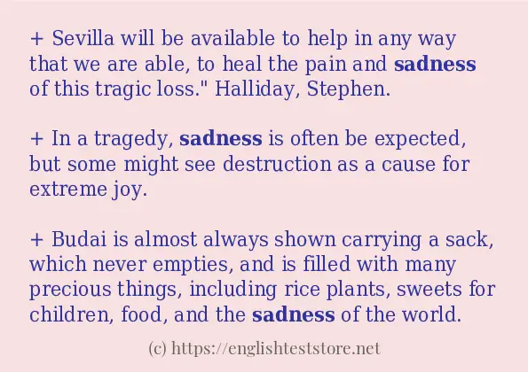 How to use in-sentence of sadness