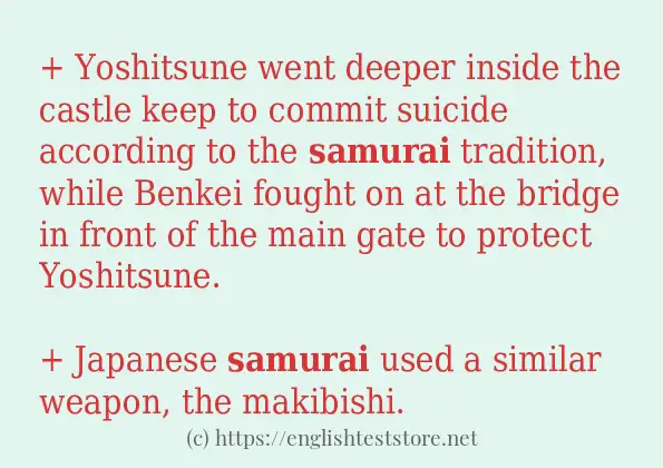 How to use in sentence of samurai