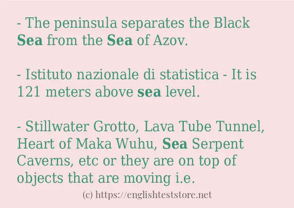 How to use in-sentence of sea