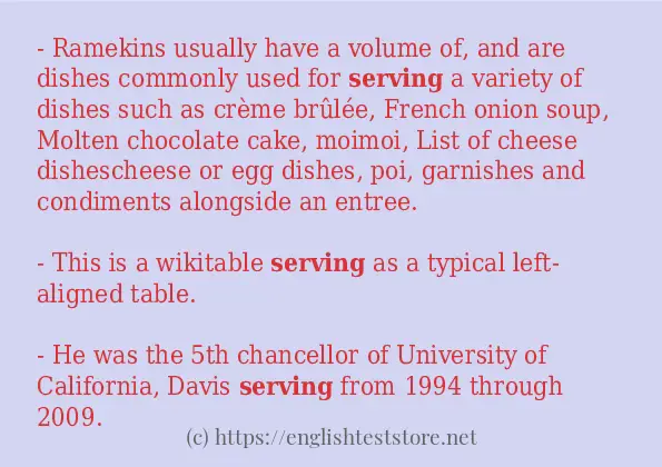 How to use in sentence of serving