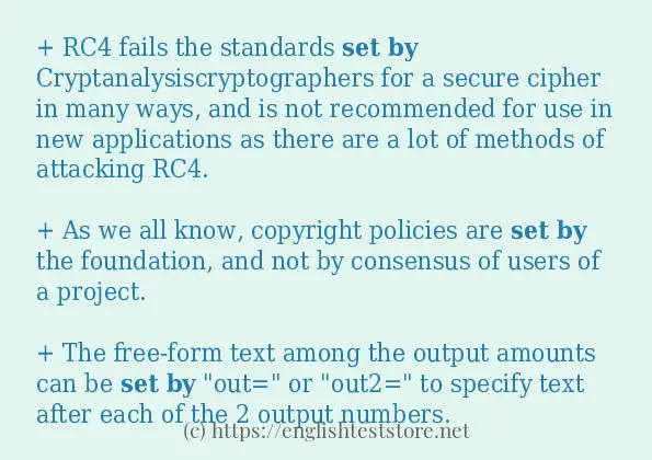 How to use in-sentence of set by