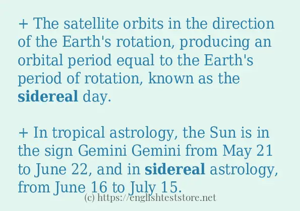 How to use in-sentence of sidereal