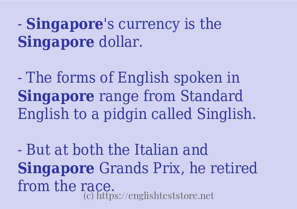 How to use in-sentence of singapore