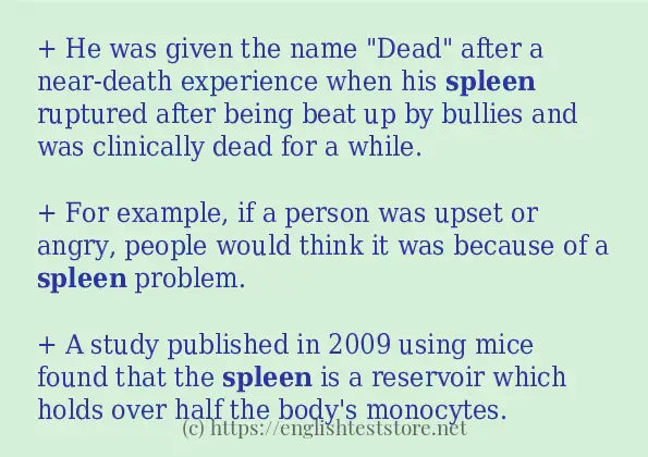 How to use in-sentence of spleen