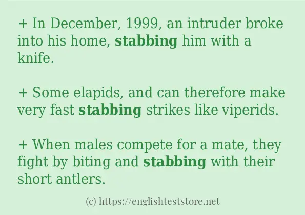 How to use in sentence of stabbing