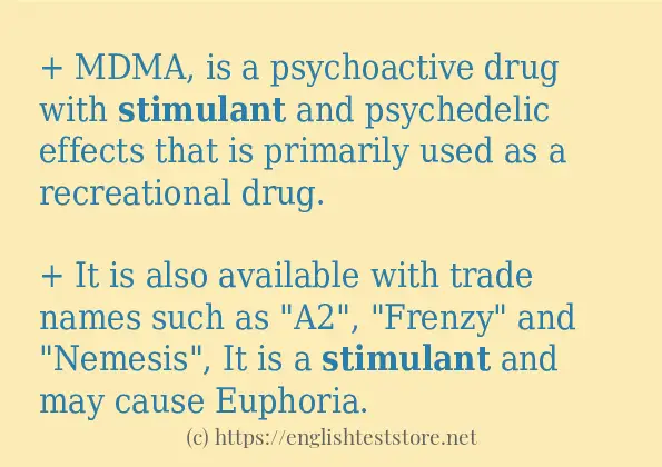 How to use in-sentence of stimulant